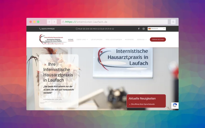 Website Referenz für die Internistische Hausarztpraxis in Laufach