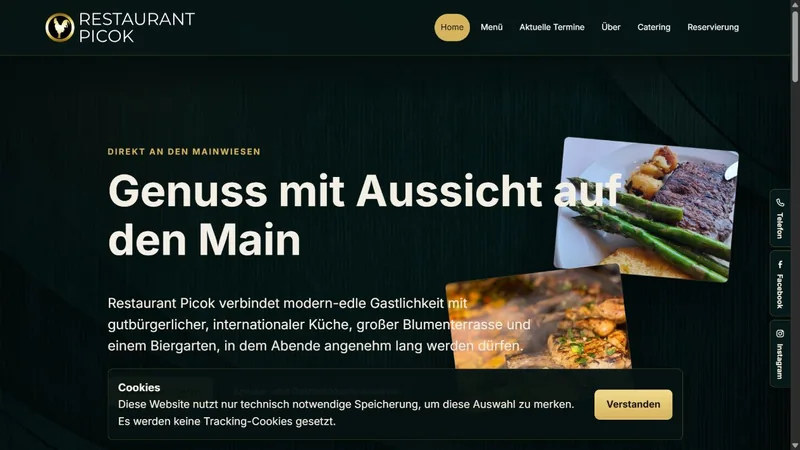 Website vom Restaurant Picok
