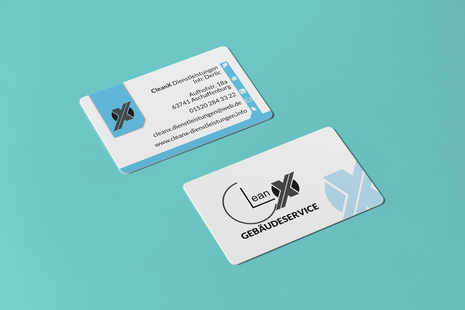 CleanX building services: Business cards