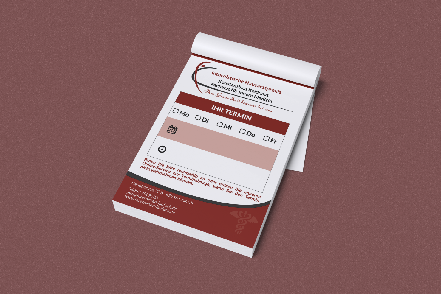 Laufach medical practice: Appointment pad