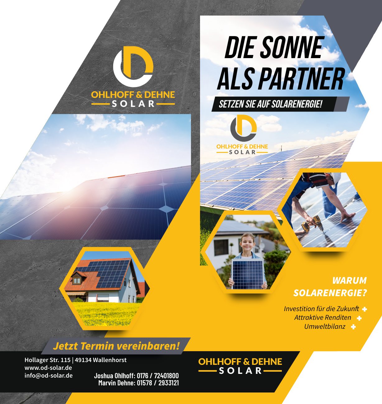 Solar energy flyer for Ohloff and Dehne Solar