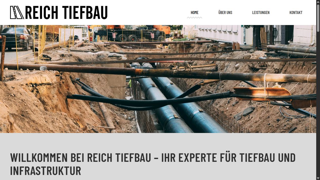 Website for Reich Tiefbau